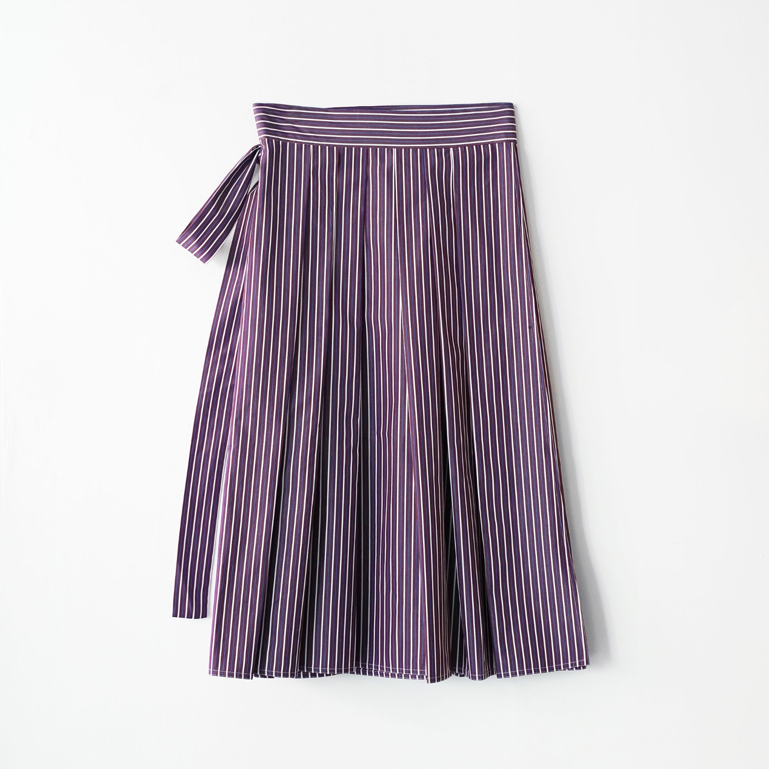 ﻿Bordeaux Stripe Tuck Midi Skirt
