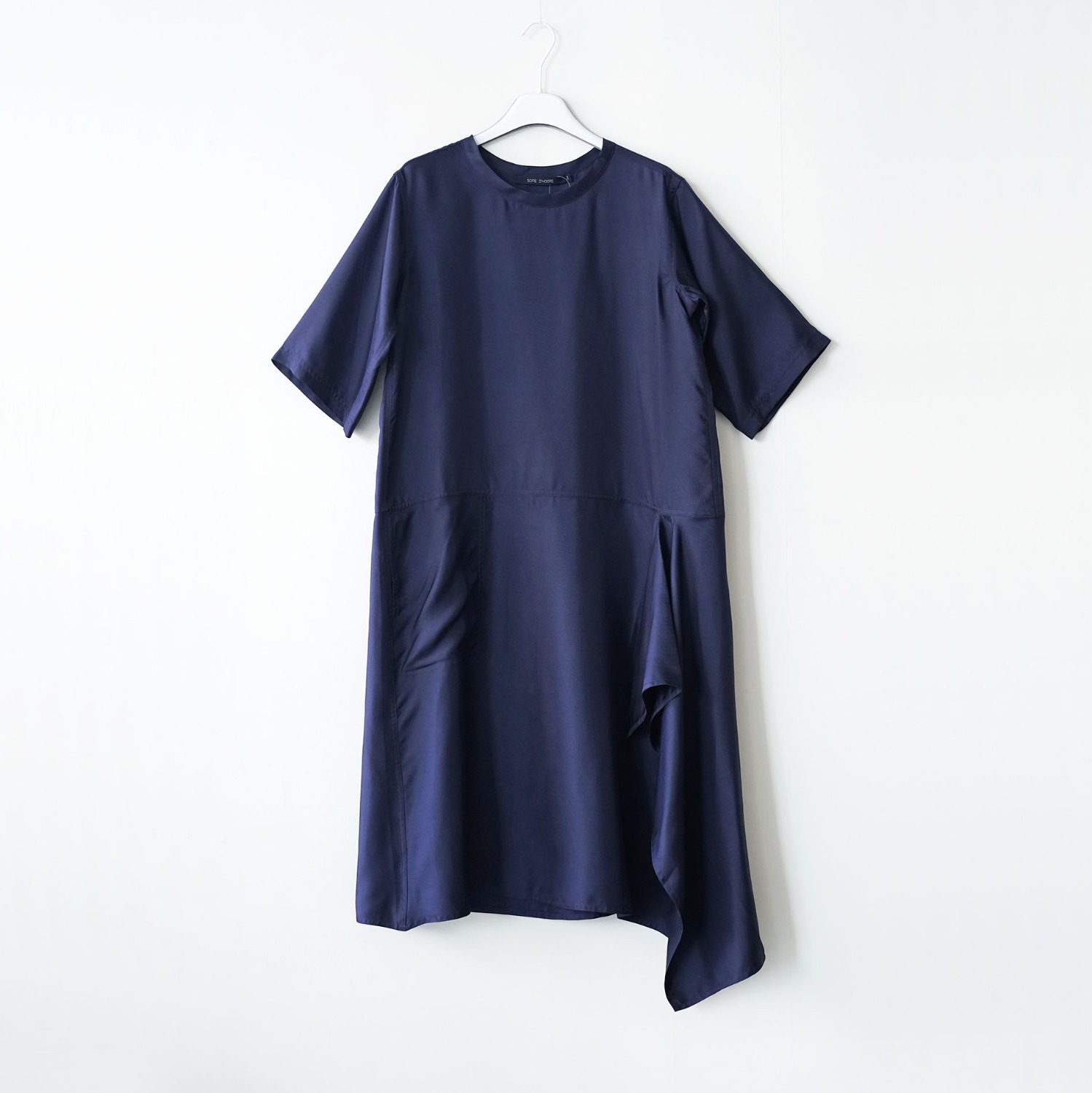 ﻿Slit Drape Silk Dress - 2color