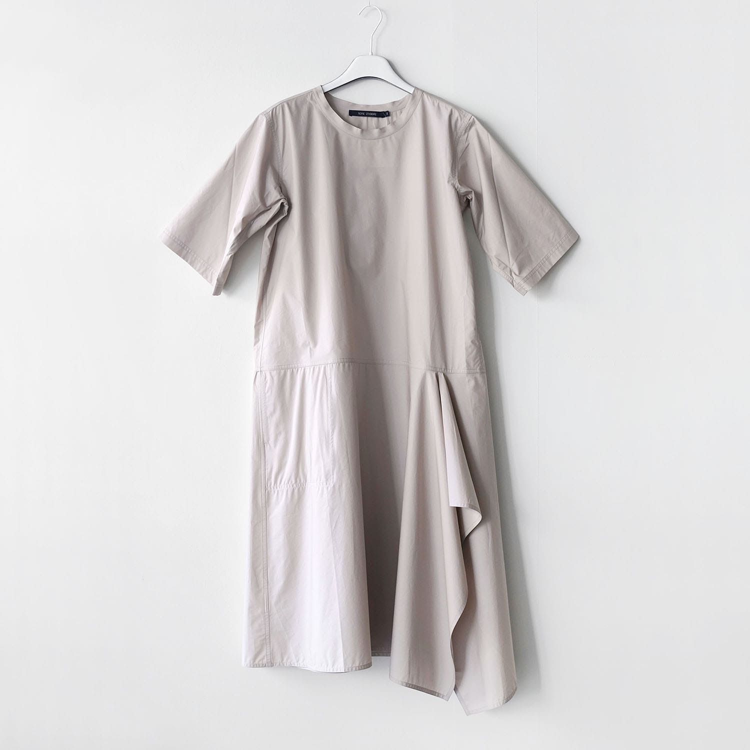 ﻿Slit Drape Cotton Dress - 2color