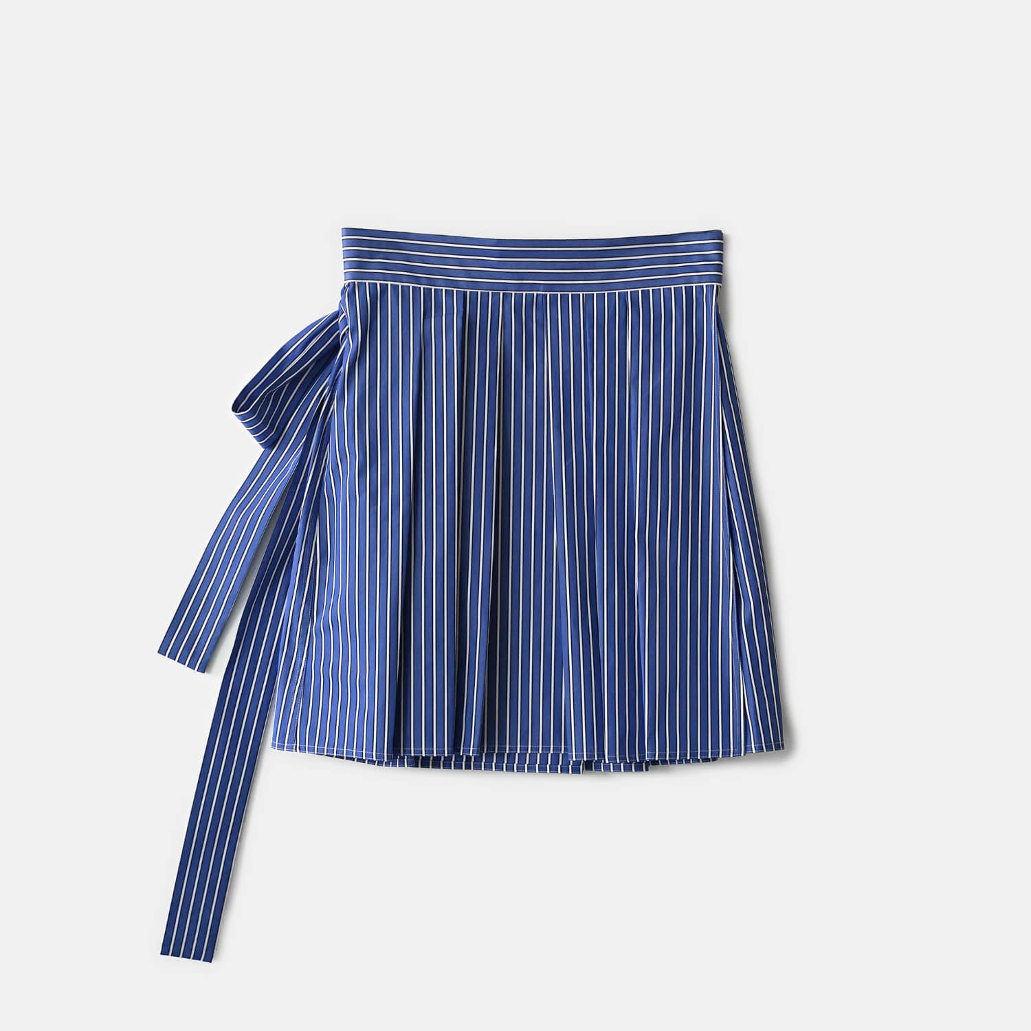 ﻿Blue Stripe Tuck Mini Skirt