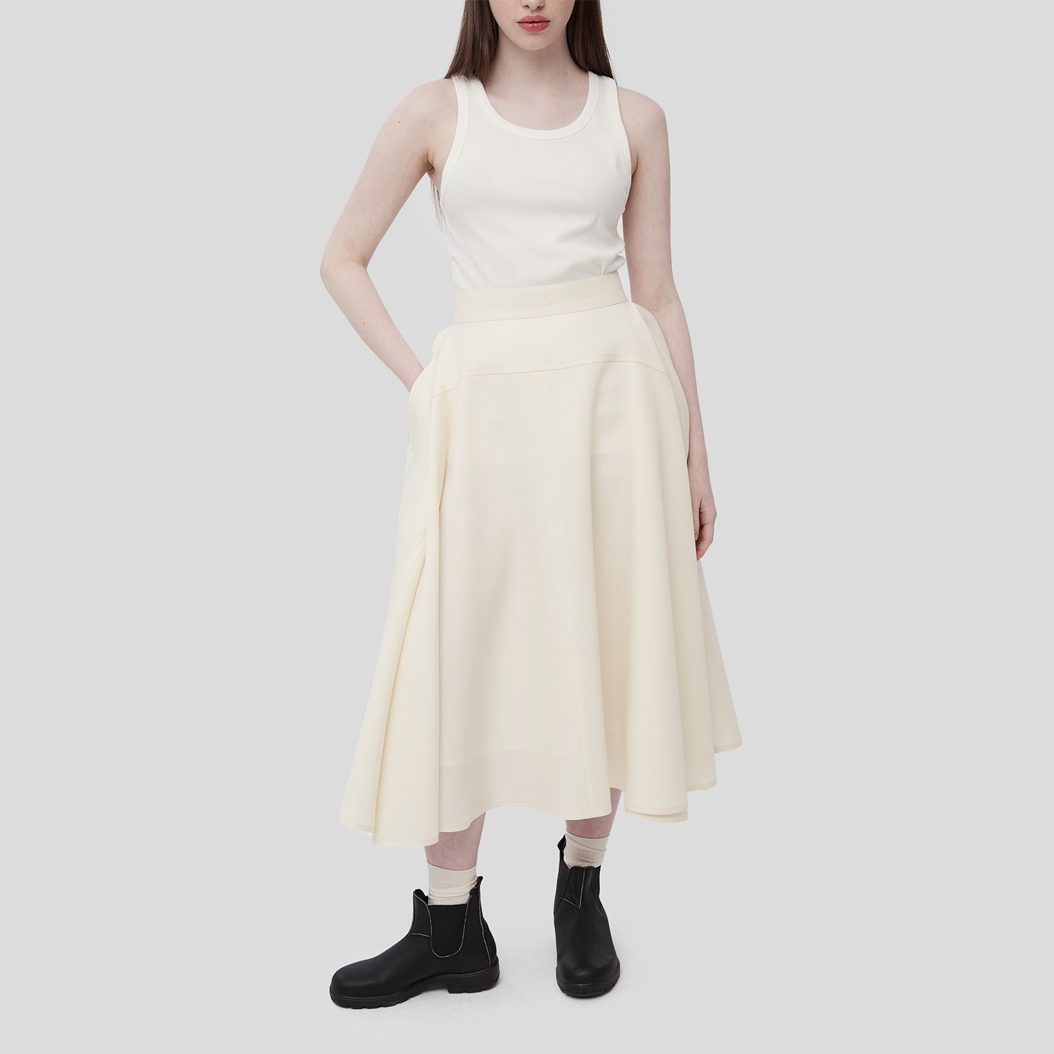 ﻿Wool Denim Skirt - 2color