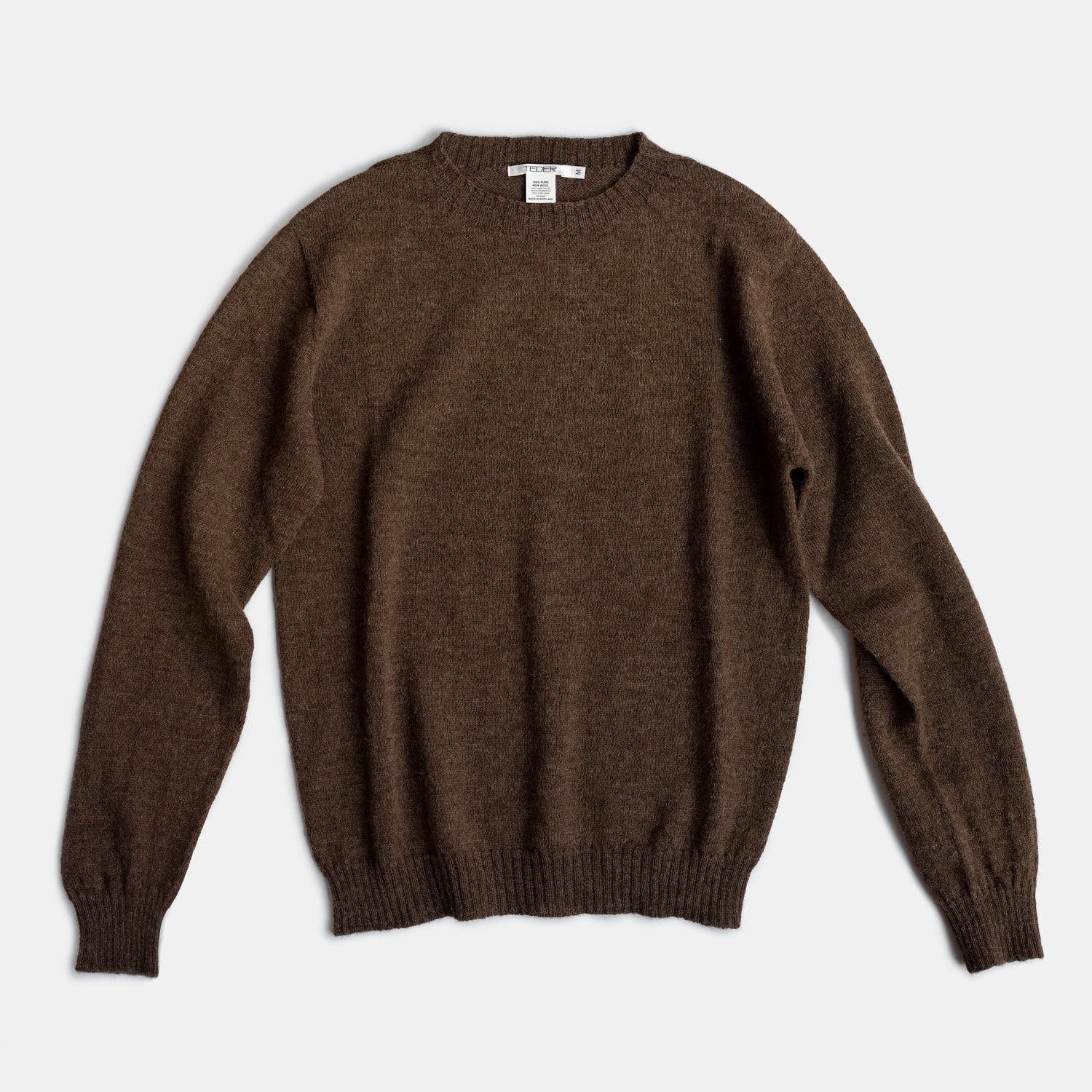 ﻿Shetland Wool Crewneck Sweater - Moorit