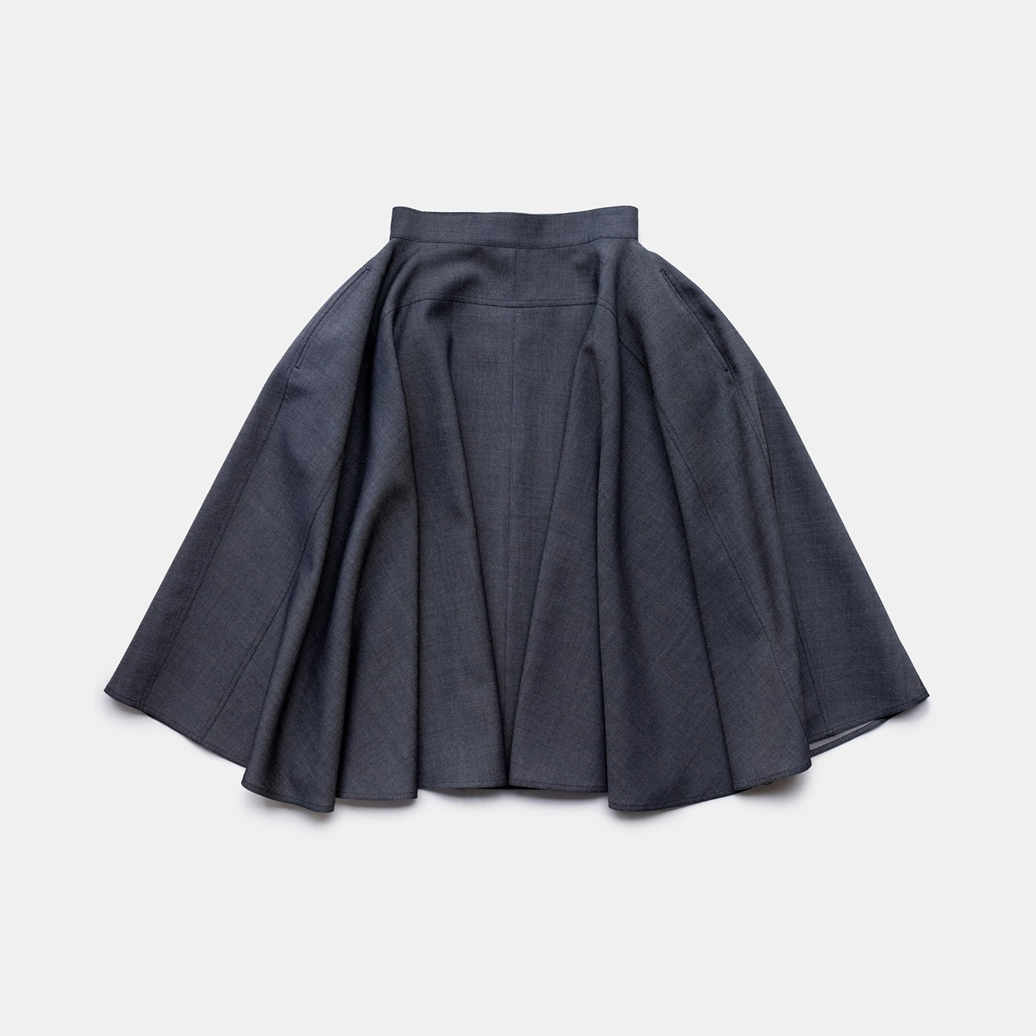 ﻿Wool Denim Skirt - Indigo