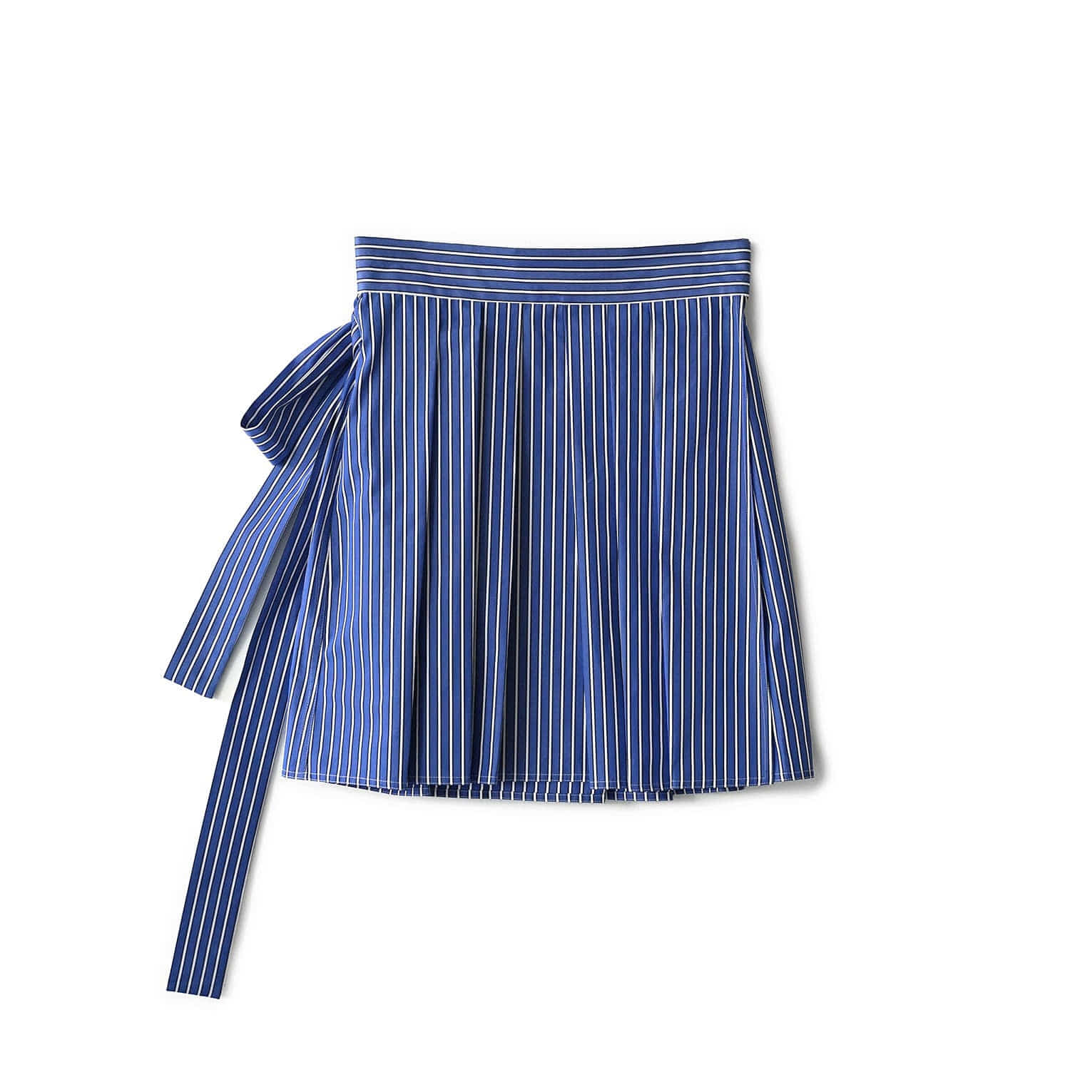 ﻿Blue Stripe Tuck Mini Skirt (-70%)