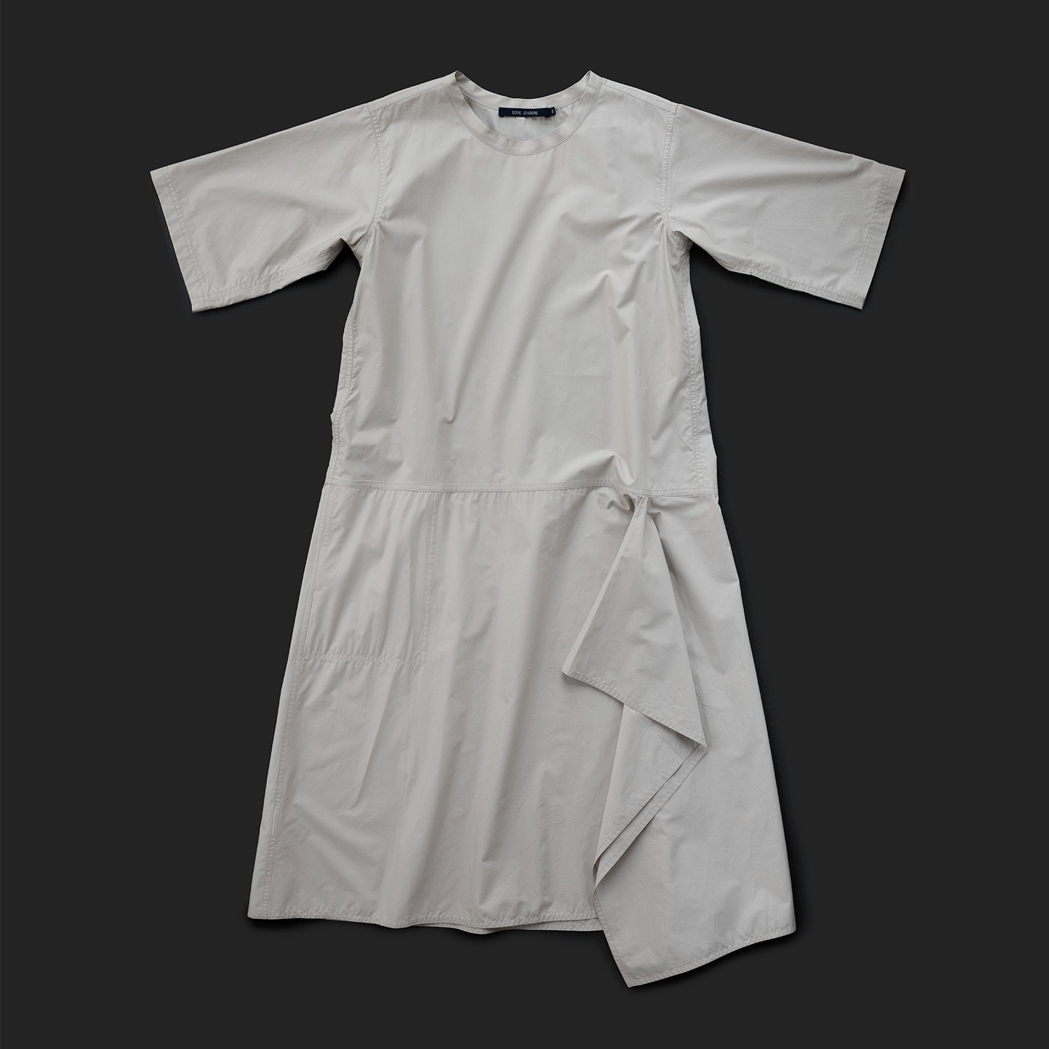 ﻿Slit Drape Cotton Dress - 2color