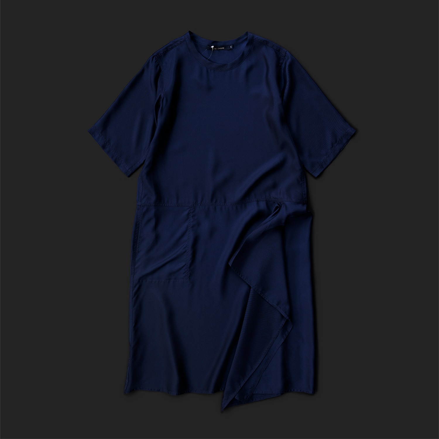 ﻿Slit Drape Silk Dress - 2color