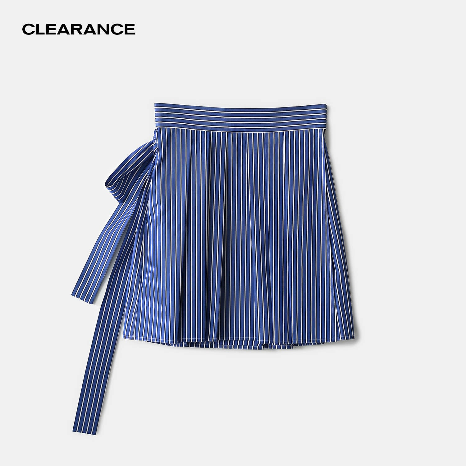 ﻿Blue Stripe Tuck Mini Skirt