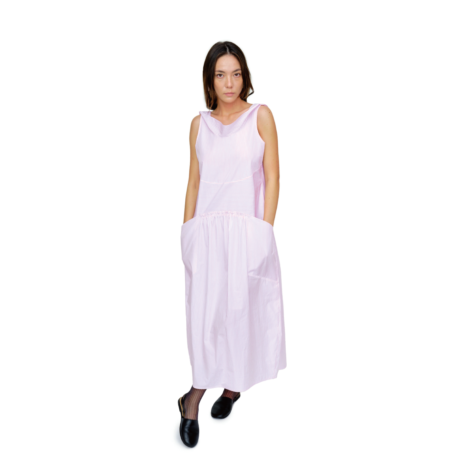 ﻿Roslin Dress - White&amp;Pink Stripe